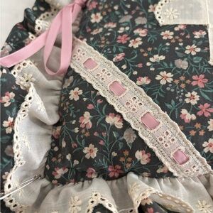 Embroidered Pillow Delicate Handmade Cream Florals Grandma Charm Final Sale